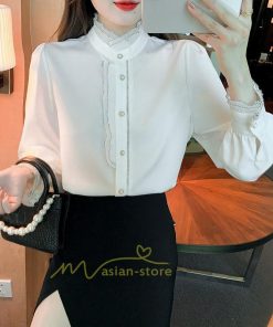 シャツ・ブラウス | ブラウス レディース きれいめ 40代 春秋新作 オシャレブラウス 白ネックシャツ 立ち襟 20代30代 通勤通学 カジュアル 夏物 お出かけ フォーマル 着痩せ 上品