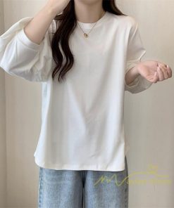 tシャツ・カットソー | 7分袖Tシャツ レディース Tシャツ 夏服 秋物 夏秋物 トップス 夏秋服 パフスリーブ ゆったり 無地 丸首 秋コーデ 春夏秋 可愛い 20代30代 40代50代 夏コーデ