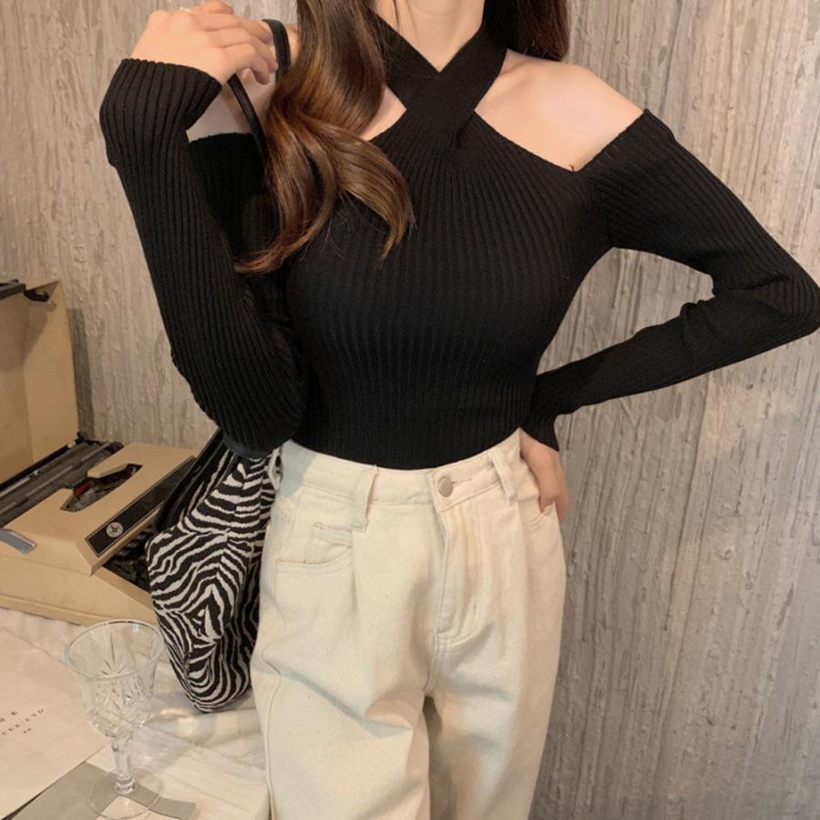 Tシャツ・カットソー | ニットトップス ホルターネック 肩出し