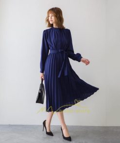 マキシ | プリーツワンピース ワンピース レディース ロングワンピース ミモレ丈 秋物 長袖 長袖ワンピース お呼ばれワンピース 大人 揺れる 二次会 シャツワンピース