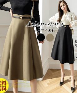 スカート | Aラインレディース 着痩せ 大人 カジュアル 秋冬コーデ 無地 40代 50代 大きいサイズ ひざ丈 膝丈 20代 ハイウエスト きれいめ 30代 大人