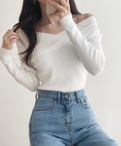 ニット・セーター | ニットトップス Vネック 肌見せ 韓国風