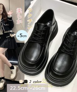 ローファー | レディース 厚底シューズ  JK パンプス 太めヒール 靴ひも 黒 女子靴 オシャレ 通学 コンフォート 通勤 10代20代30代40代 送料無料