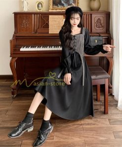 マキシ | フェイクワンピース 秋 レディース 30代40代ワンピース 長袖ワンピース レイヤード風ワンピース Aラインワンピース かわいい お呼ばれ 腰着痩せ 美ライン