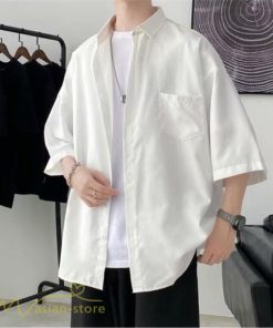 シャツ | 半袖 着痩せ 日常 おしゃれ カジュアル 韓国風 無地 新作 2021 夏コーデ ライトアウター ポケット 通勤通学 トップス ワイドゆったり 人気 上品