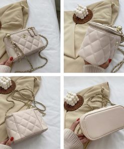 ショルダーバッグ | ミニバッグ 肩掛け キルティング チェーンバッグ レディース フェイクレザー ボックス斜め掛け