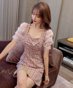 ミディアム | 半袖ワンピース 夏服 レディース 膝上丈 Aライン セクシー 可愛い スリム ワンピース おしゃれ パープル