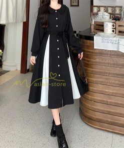 マキシ | ロングワンピース 秋物 レディース ミモレ丈 Aラインワンピース 切り替え フェイク レイヤード風 重ね着風 30代40代 着やせ 上品感 お呼ばれワンピース