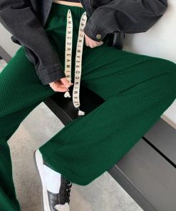 ワイドパンツ | ワッフル調ストレートパンツ レディース夏