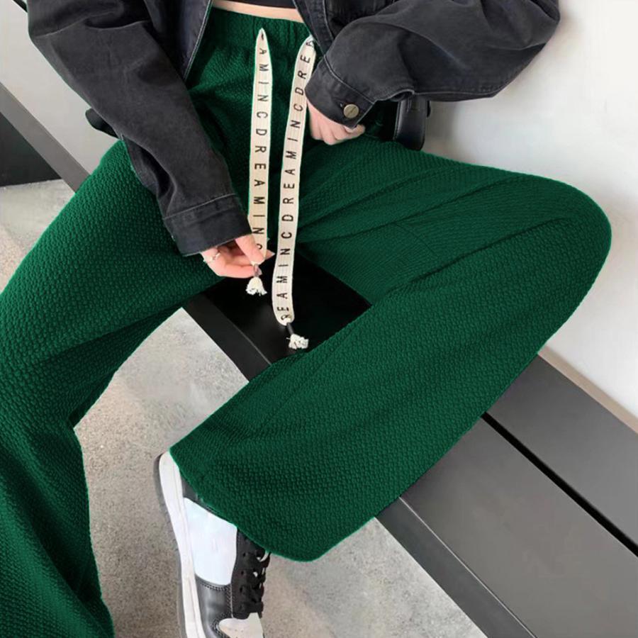 ワイドパンツ | ワッフル調ストレートパンツ レディース夏