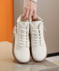 ブーツ | ムートンレディース ショート 編み上げ ジッパー付き スニーカー カジュアル 歩きやすい 秋 2022新作 冬 痛くない 内ボア