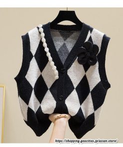 ベスト | ニットレディース トップス Vネック タンクトップ ノースリーブ 袖なし インナー ニット 重ね着風 レイヤード風 20代30代 セーター 女ニット