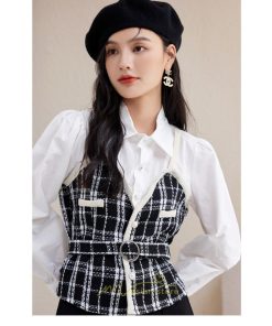 シャツ・ブラウス | ブラウス シャツ 切り替え レイヤード風 重ね着風 チェック柄 レディース 春秋  ゆったり 長袖 カジュアル 通勤 20代30代40代50代 きれいめ オシャレ