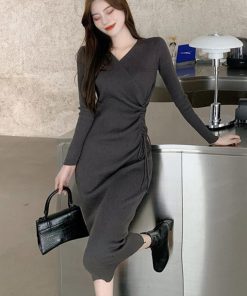 ワンピース | カシュクール リブニット秋冬