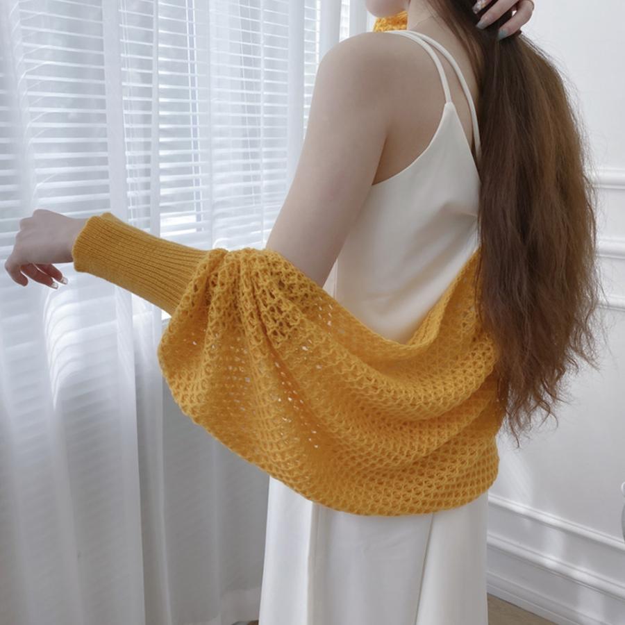 透かし編みトップス | ニットカーディガン レディース ショール