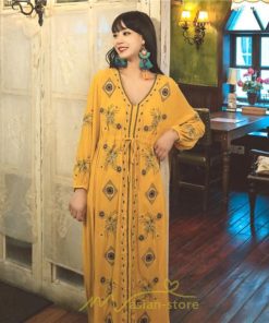 マキシ | ワンピース 長袖 レディース ロング丈 マキシ丈 綿麻 コットン リネン Aライン ゆったり 体型カバー 大人 可愛い 海外旅行 秋 夏 エスニック ナチュラル 春