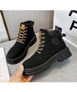 ショートブーツ | レディース ブーティー 太ヒール ブーツ ショートヒール カジュアル レースアップ 歩きやすい コスプレ靴 編み上げブーツ 厚底 ローヒール靴