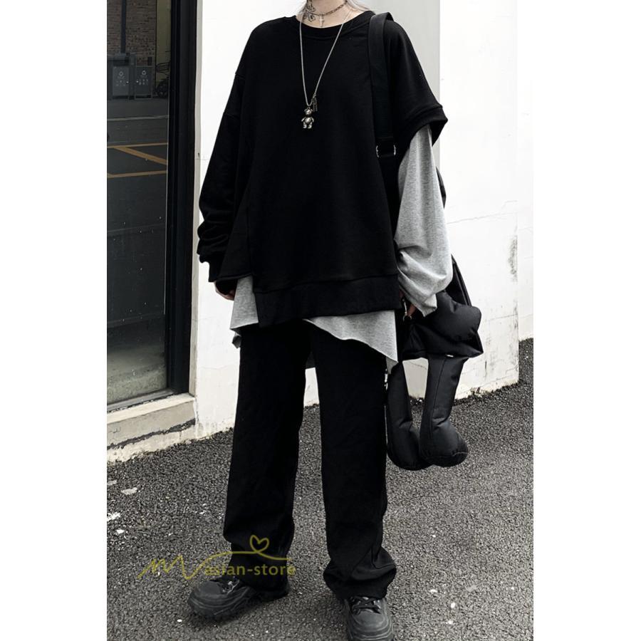パーカー | 不規則 トップス レディース 2021新作 ワイドプルオーバー フードなし Tシャツ 長袖 インナー 日常感 着回し ゆったり 単品売り カジュアル
