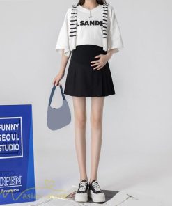 スカート | マタニティウェア ショート丈 マタニティ大きいサイズ 夏服 サマー ミニ裏地付き 妊婦 上品 ママ プリーツ きれいめ ウエスト調整