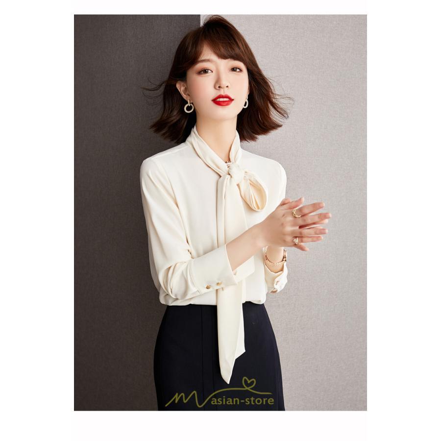 シャツ・ブラウス | ブラウス シャツ 秋 秋服 レディース リボン 春 秋 新作 シフォン 長袖 ゆったり 可愛い お出かけ カジュアル キレイめ エレガント おしゃれ 通勤