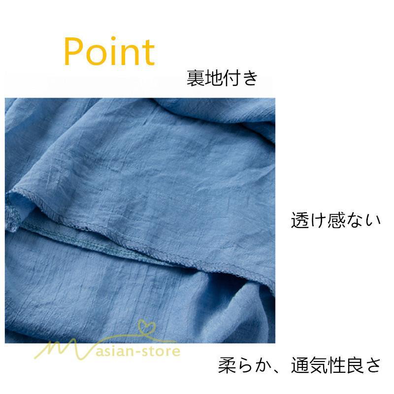 新作 | リネンパンツ 夏 ガウチョパンツ スカーチョ 体型カバー ワイドパンツ レディース ガウチョ ボトムス ゆったり 涼しい キュロット 春夏 ウエストゴム ズボン