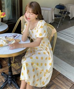 マキシ | ワンピース レディース チュニック 半袖 楽ちん 大きいサイズ 体型カバー ドット柄 カジュアル お出かけ ファッション 着痩せ 20代30代40代 エレガント 夏物