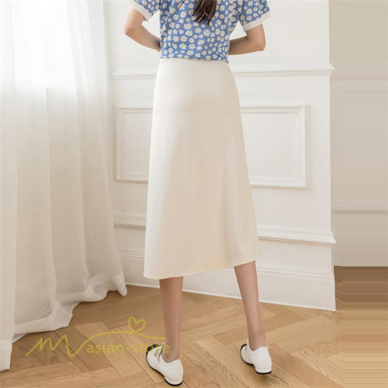 スカート | マタニティレディース 裾口スリット 上品 マタニティウェア 春 夏 大きいサイズ 無地 ウエスト調整 産前産後 マタニティ 妊婦服 妊婦 通勤