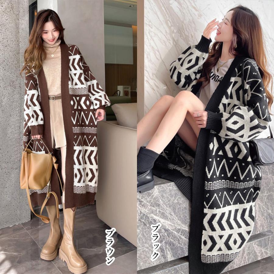 カーディガン | ニットロングカーディガンレディース韓国冬