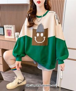 パーカー | トレーナー レディース プルオーバー クルーネック 長袖 トップス スウェット ゆったり 切り替え 大きいサイズ おしゃれ コットン 送料無料 厚手 丸首 綿