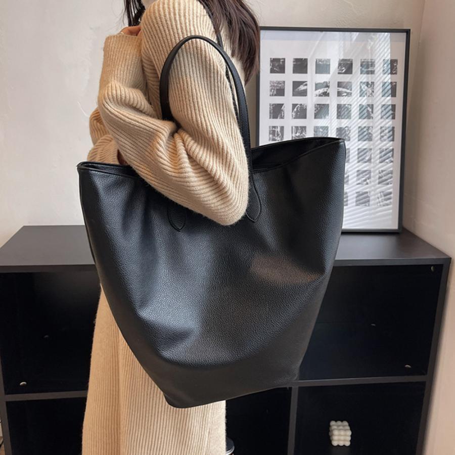 トートバッグ | PUレザー大容量 レトロ