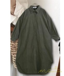 ワンピース | 長袖ロングシャツ20代30代 羽織り 無地 秋物 レディース ロングミモレ丈 大人 綿シャツ ワンピース ママ カジュアル 40代50代