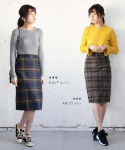 ひざ丈スカート | チェックスカート レディース ハイウエスト Aラインスカート ひざ丈 ボトムス