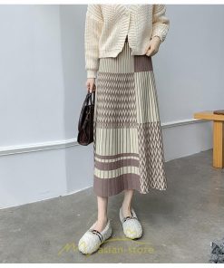 スカート | ロング 秋冬 黒 グレー カーキ プリーツレディース Aライン ニット ウエストゴム あったか おしゃれ 着痩せ 人気 小柄 新着 高見え