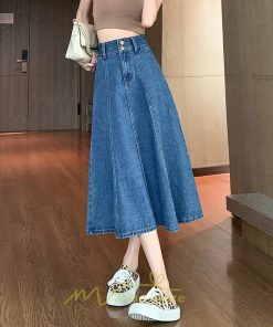 スカート | デニムロングレディース Aライン 無地 ゆったりシルエット デニム ハイウエスト 秋物 オシャレ 秋服 秋冬  キレイめ