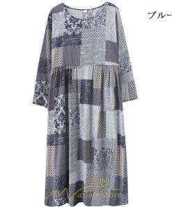 マキシ | 長袖ワンピース 秋物 レディース ロングワンピース チェック 夏 30代40代 大人 秋ワンピース 新作 ワンピース ゆったり 広い裾 Aラインワンピ 可愛い 旅行