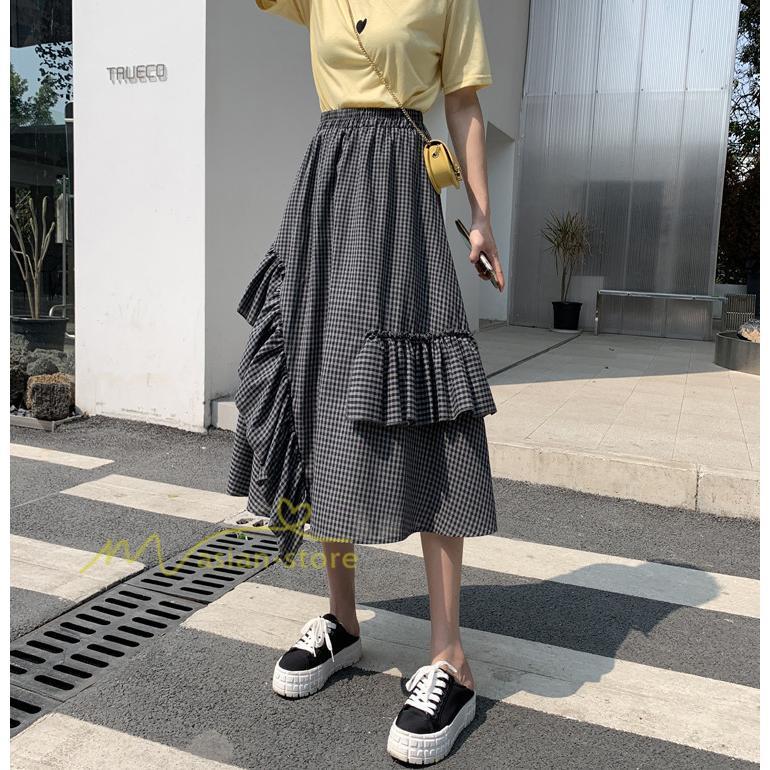 スカート | プリーツロング 春 夏 秋 マキシ 大きいサイズ フレアマキシプリーツ チェック柄 通勤通学 20代30代40代 不規則 フレア