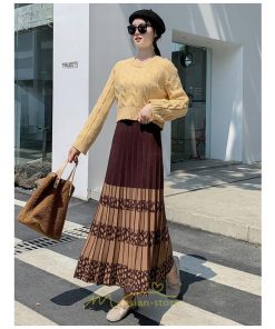 スカート | ロングウエストゴム プリーツ ロング丈 黒 グレー カーキ コーヒー レディース きれいめ 秋カジュアル 冬ニット 秋冬 オフィス