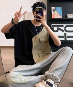 Tシャツ | 半袖メンズ トップス 上品 切り替え カジュアル おしゃれ 重ね着風 レイヤード 20代 30代 カッコウイイ 大きいサイズ 40代 半袖 カットソー