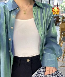 カーディガン | 光沢 サテン 春 レディース ブラウス ロングシャツ 夏 トップス 長袖 カラーシャツ レトロデザイン