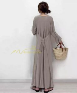 マキシ | 長袖ワンピース ロングワンピース 秋物 レディース Aラインワンピース 30代40代50代 ゆったり 大人 可愛い 送料無料 長スリーブ 無地 フレアスリーブ