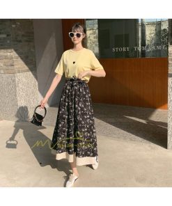 スカート | フレアロングレデイース リネンウエストゴム 綿麻混 マキシマキシ リゾート 体型カバー 上品 重ね着風