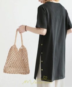 ｔシャツ・カットソー | Tシャツ レディース 半袖 ロングｔ 綿 ワンピース 無地 ラウンドネック トップス 麻 夏 ゆったり リラックス サイドスリット 20代30代 ロング丈 40代50代 可愛い