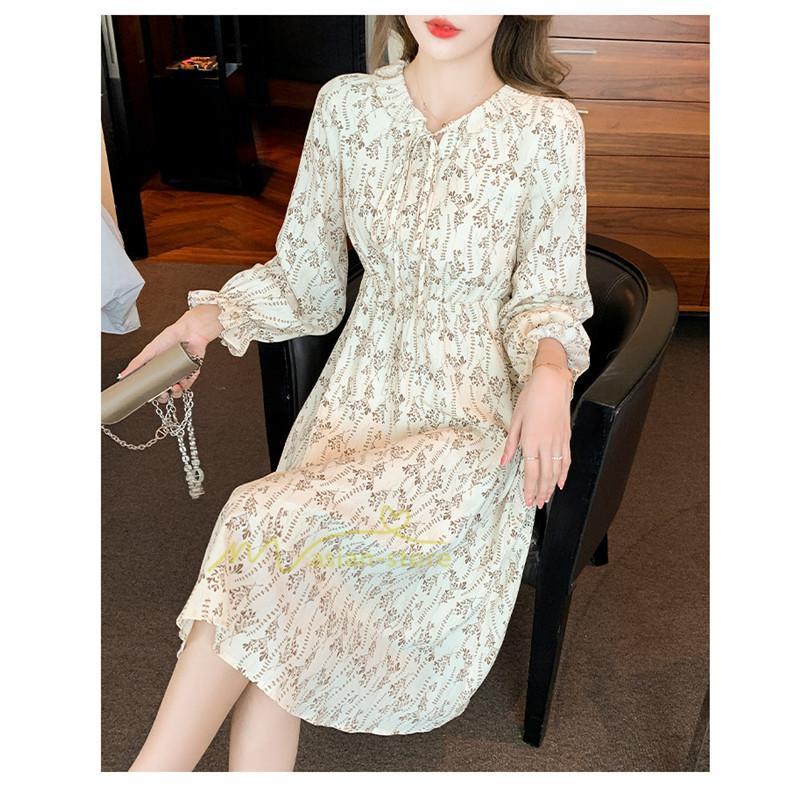 ミディアム | ワンピース レディース 長袖 膝丈ワンピー 春秋 きれいめワンピース オフィス ハイウエスト 春夏新作 通勤通学 カジュアル お出かけ 20代30代40代 エレガント