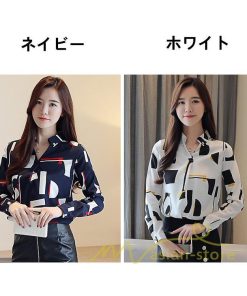 在庫ある | 短納期ブラウスレディースシャツ シフォンブラウス ビジネスカジュアルシャツトップス オフィスブラウス フォーマルシャツ 薄手 通学通勤 プリント 春夏衣装