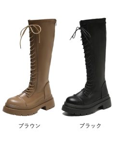 ニーハイブーツ | レースアップ ロングブーツ 厚底 韓国