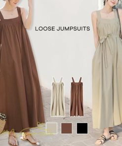 ノースリーブ | サロペット レディース 無地 着痩せ キャミサロペット 可愛い 20代 30代 カジュアル 春 夏 秋 韓国風 ゆったり パンツ コーデ プルオーバー