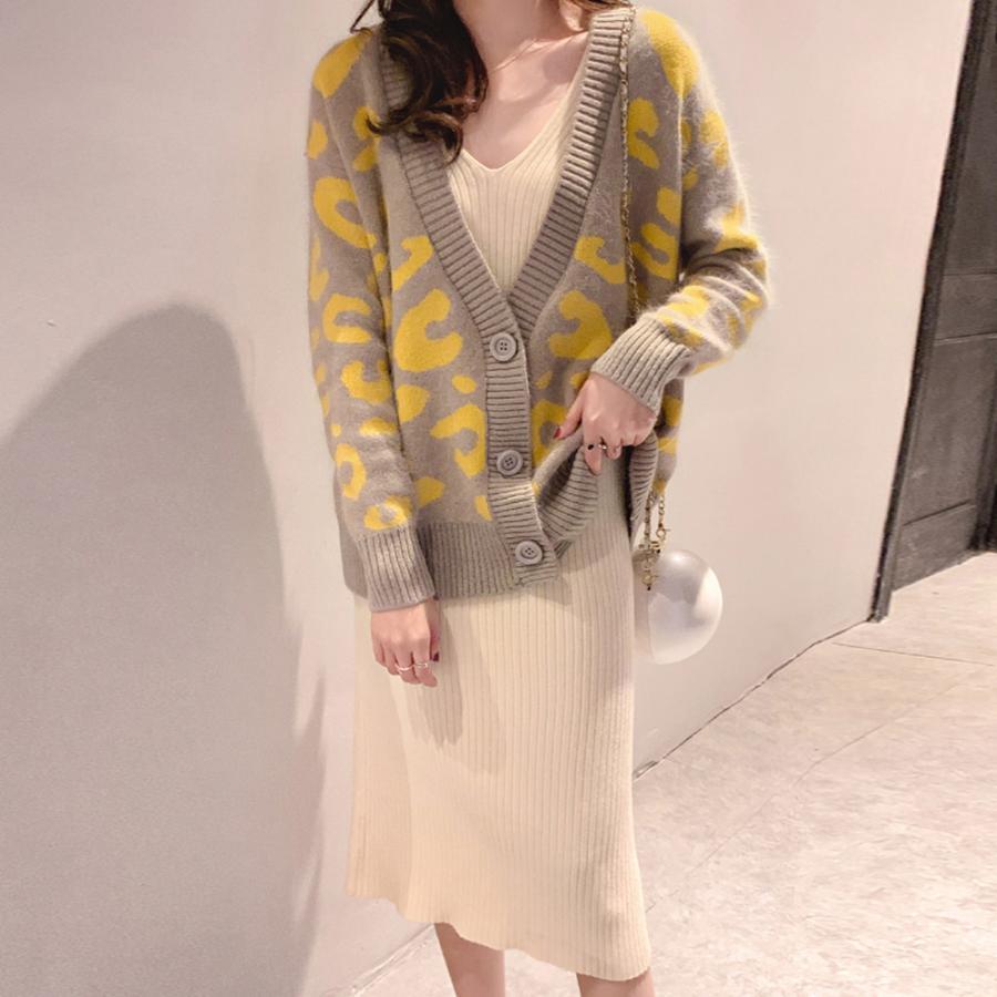 カーディガン | 長袖 レオパード柄 ゆったり ニットレディース カジュアル 羽織り おしゃれ ニットトップス ヒョウ柄 きれいめ