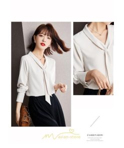 シャツ・ブラウス | ブラウス レディース 長袖 秋冬 オフィス フォーマル スーツ インナー 白 シフォン 大きいサイズ ビジネス 20代 通勤 40代 体型カバー 30代 秋服