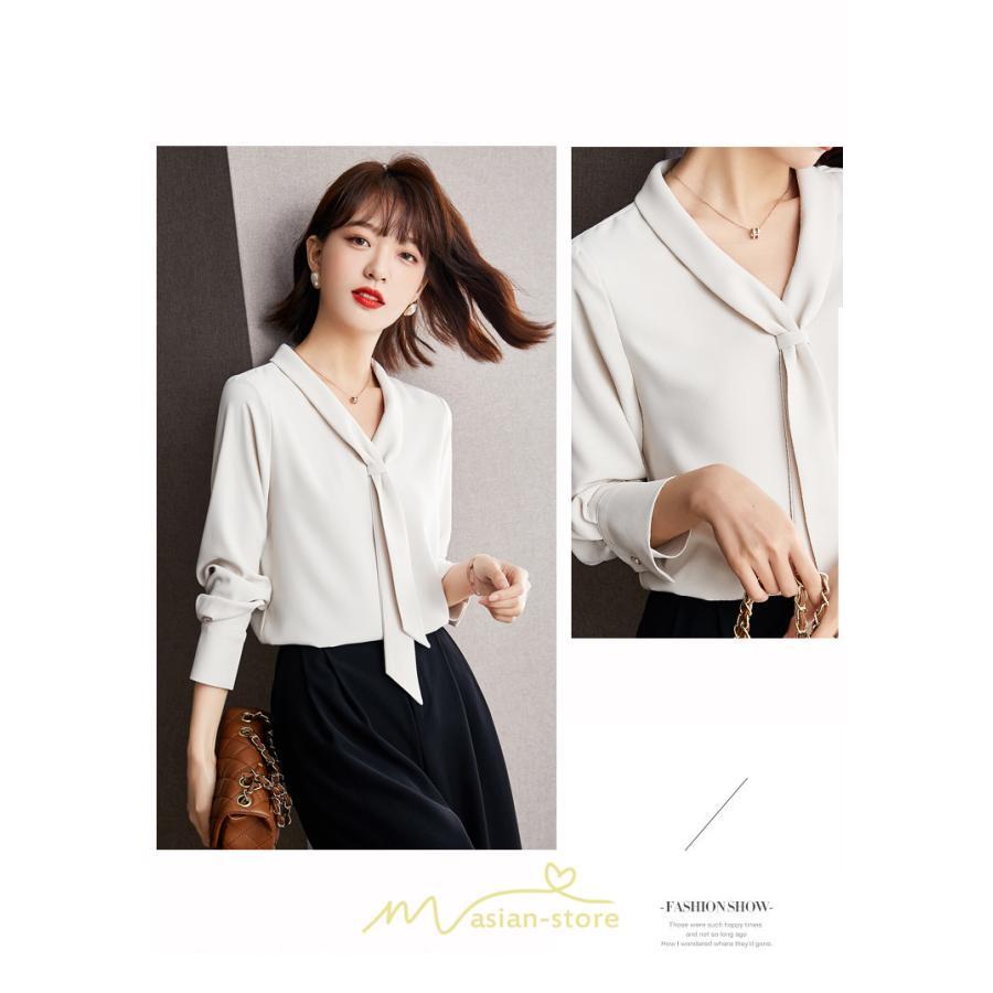 シャツ・ブラウス | ブラウス レディース 長袖 秋冬 オフィス フォーマル スーツ インナー 白 シフォン 大きいサイズ ビジネス 20代 通勤 40代 体型カバー 30代 秋服