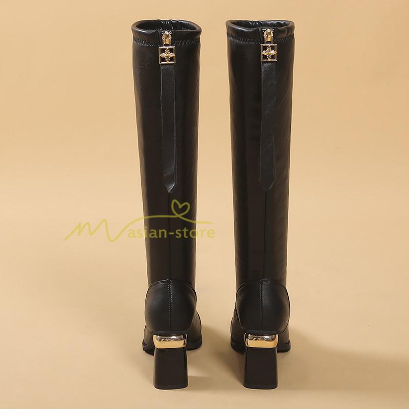 ロングブーツ | ブーツ ヒール カジュアル レディース 靴 シューズ お出かけ 秋冬 ロング丈ブーツ ジョッキーブーツ 春秋冬 美脚 黒靴 太ヒール 大人